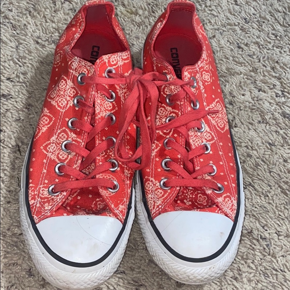 Red bandanna print converse